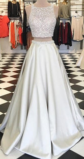 Two Piece Prom Dress Juniors Prom Dress Bling Prom Dress Long Homecoming Dress,MA016